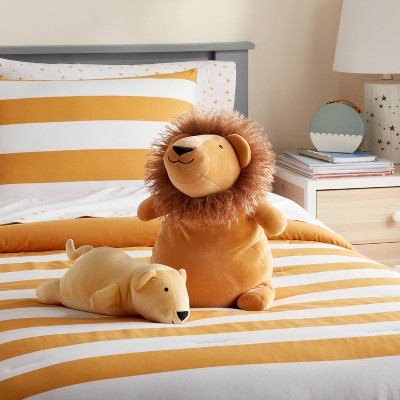 Lion and Baby Weighted Plush Kids' Throw Pillow Yellow - Pillowfort