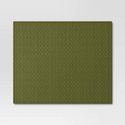 Quilted Jersey Throw Blanket with Faux Shearling Reverse Heathered Olive - Room Essentials