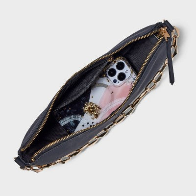 Slouched Half-Moon Shoulder Bag - Universal Thread Black: Handbags, Metal Handle