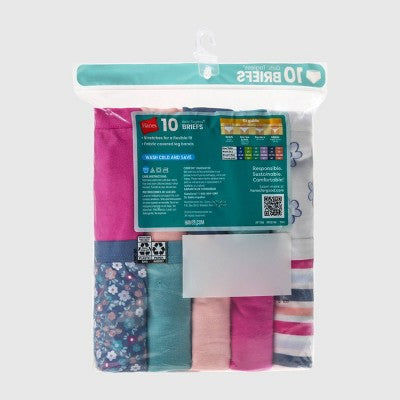 Hanes Girls' 10pk Cotton Stretch Briefs Underwear - colors may vary 16