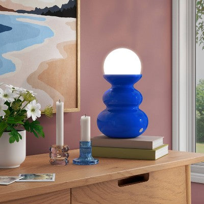 Mini Plastic Table Lamp with Glass Orb Cobalt Blue - Room Essentials