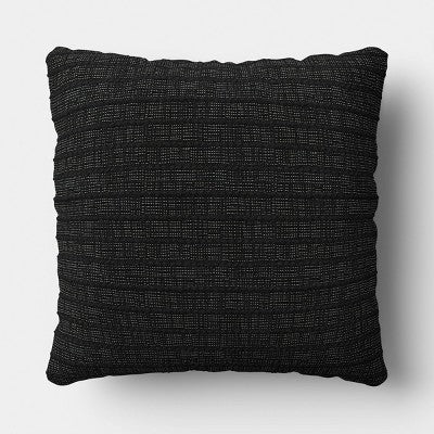 18"x18" Solid Textural Woven Pillow Black - Threshold