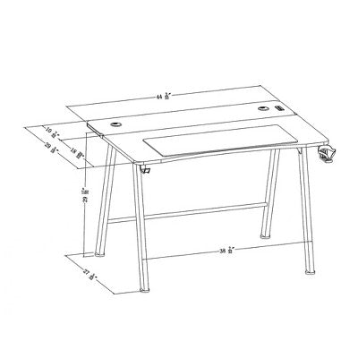 Gaming Desk with LED Lights and Headphone Holder Black - Room Essentials (LOCAL PICKUP ONLY)