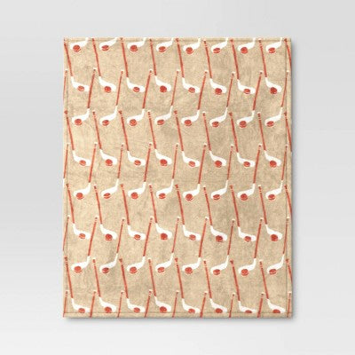 Hockey Plush Throw Blanket Beige