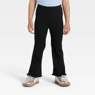 Toddler Girls' Ribbed Flare Leggings - Cat & Jack Black 3T
