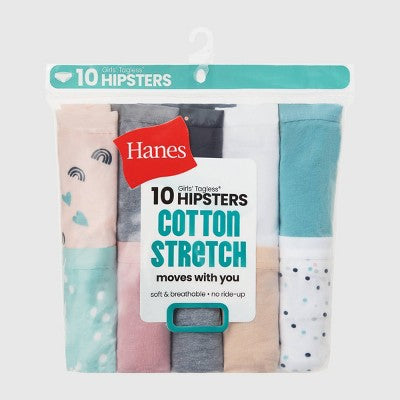 Hanes Girls' 10pk Cotton Stretch Hipster Underwear - 12