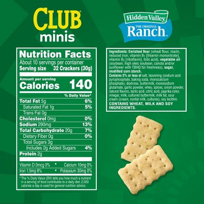Club Hidden Valley Crackers Buttermilk Ranch - 11oz