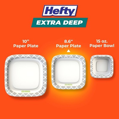 Hefty Extra Deep Square Disposable Plates 8.5" - 40ct: Paper, Abstract Pattern