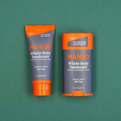 Mando Whole Body Deodorant - Men's Aluminum-Free Invisible Cream Deodorant - Mt Fuji - 2.2oz