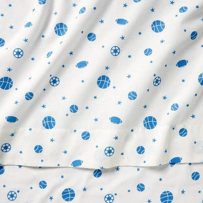 4pc Toddler Bedding Set - Blue Sports - Cloud Island: Cotton, Woven Lightweight Fabric