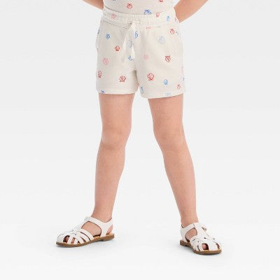 Toddler Girls' Seashell Shorts - Cat & Jack White 18M Drawstring