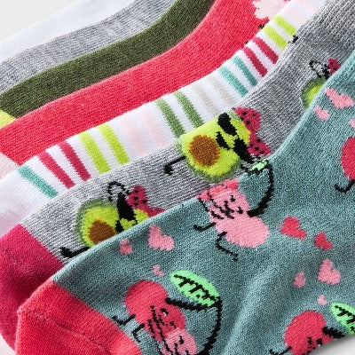 Girls' 7pk Ankle Avocado Socks - Cat & Jack Gray M
