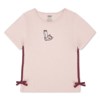 Levi's Girls' Cowgirl Side-Tie T-Shirt - Light Pink/Brown M