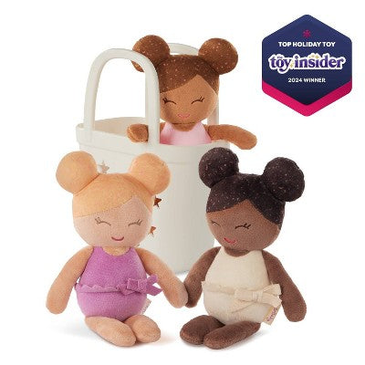 LullaBaby Bathtime Set with 3 Plush Bath Dolls for Real Water Play