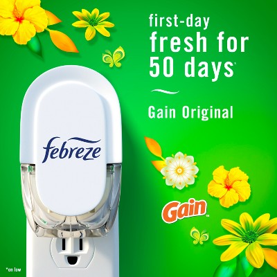 Febreze Plug Quadruple Air Freshener Refill - Gain Original - 3.48 fl oz/4pk