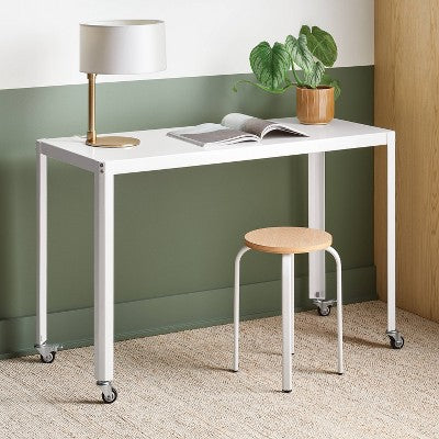 45" Rolling Metal Computer Desk Chalk White - Room Essentials (LOCAL PICKUP ONLY)