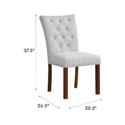 HomePop Set of 2 Tufted Back Parsons Dining Chairs Neutral: Upholstered, Plywood Frame, 300 lbs Capacity (LOCAL PICKUP ONLY)