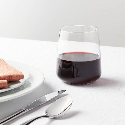 4pk Simsbury Stemless Wine Glasses - Threshold: Clear Glass Cups, Dishwasher-Safe, BPA & Lead-Free, 12oz, Set of 4
