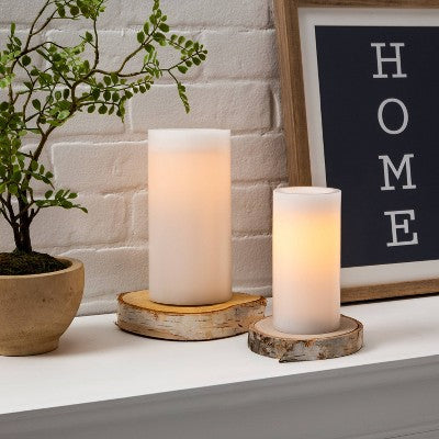 6" x 3" LED Flameless Black Wick Candle White - Threshold: Realistic Faux Pillar, Wax Exterior, Battery Operated