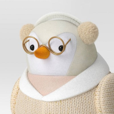 Featherly Friends 'Heiwa' Fabric Christmas Bird Figurine Wearing Glasses and Earmuffs - Wondershop