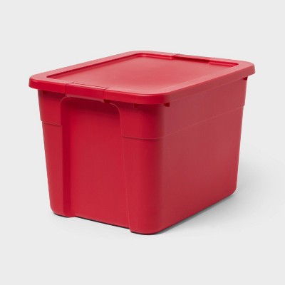 20gal Latching Christmas Storage Tote with Lid Red - Brightroom (LOCAL PICKUP ONLY)