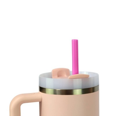 CharCharms 6pk 30oz Solid Water Bottle Straws: Reusable Polypropylene, Dishwasher-Safe, Pink Drinkware Accessories