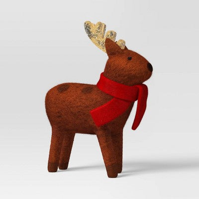 2pc Felted Wool Deer Christmas Animal Figurine Set - Wondershop