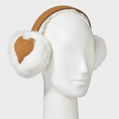 Faux Suede Heart Shape Earmuff - Wild Fable White One Size Fits Most