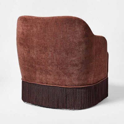 Upholstered Swivel Accent Chair with Fringe Red - Threshold Designed with Studio McGee (LOCAL PICKUP ONLY)