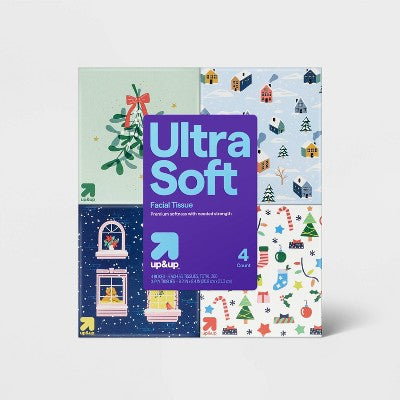 Holiday Ultra Soft Facial Tissue - 65ct/4pk - up&up