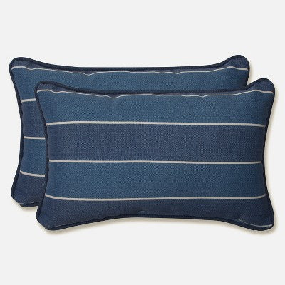 Wickenburg Outdoor Lumbar Throw Pillow - Blue - Pillow Perfect: Weather-Resistant, Patio Accents