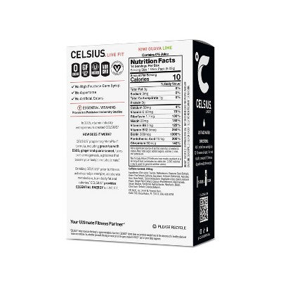 CELSIUS On The Go Powder Sticks Kiwi Guava Lime Essential Energy - 14pk Sticks