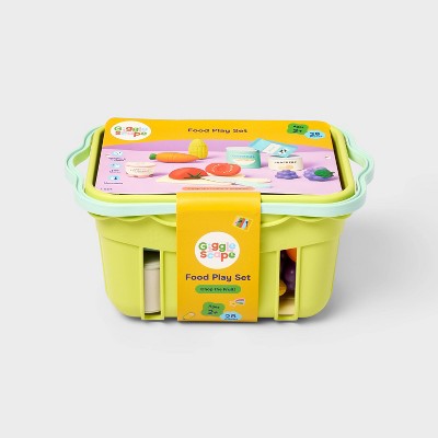 Grocery Basket with Play Food- 18 Piece - Gigglescape: Plastic, Ages 2+, Includes Play Fruit & Vegetables