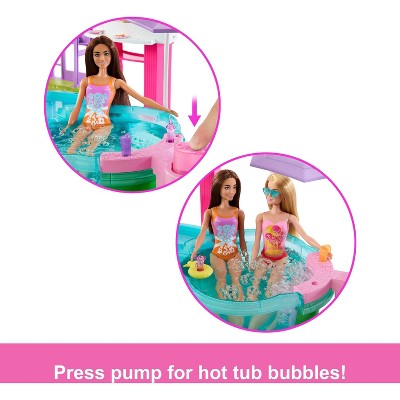 Barbie Dream Pool Playset with Slide & Bubbling Hot Tub with 20+ Accessories