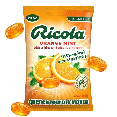 Ricola Sugar Free Orange Mint Mouthwatering Drops to Quench Dry Mouth - 40ct
