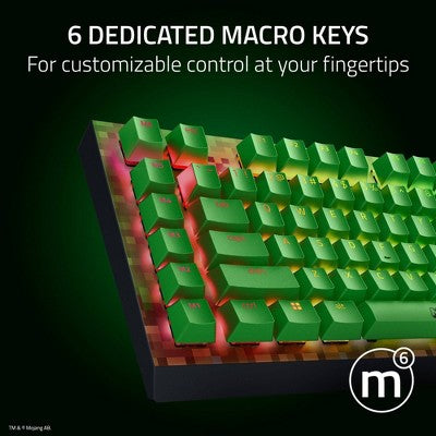 Razer BlackWidowV4 X Gaming Keyboard Green Switch - Minecraft Edition: No Wireless Tech