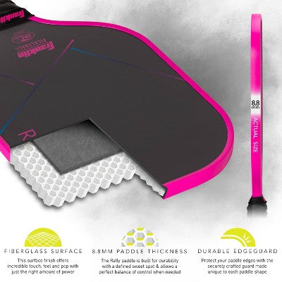 Franklin Sports 15.7'' Rove Traditional Pickleball Paddle - Pink/Purple: Fiberglass Core