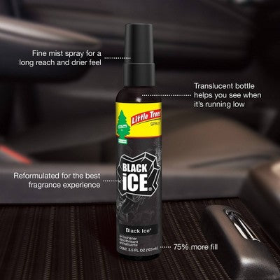 Little Trees 3.5 fl oz Ice Pump Spray Black Ice: Car Freshener Spray, Disposable Air Freshener, Scented Car Supplies