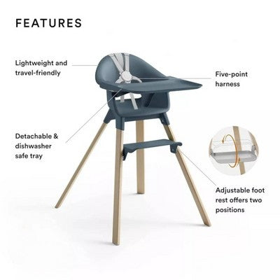 Stokke Clikk High Chair All-in-One with Tray & Harness - Fjord Blue (LOCAL PICKUP ONLY)