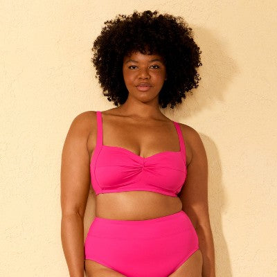 Women's Smoothing Twist-Front Bralette Bikini Top - S