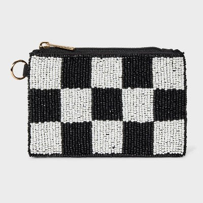 Checker Beaded Pouch - Universal Thread Black/White