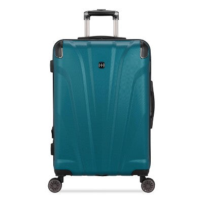 SWISSGEAR Cascade Hardside Medium Checked Suitcase - Teal: 8-Wheel, Adjustable Handle