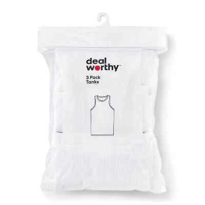 Men's Tank Top 3pk - Dealworthy White XL