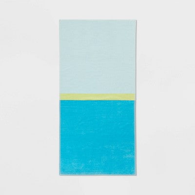 XL 'WOW' Reversible Beach Towel Blue/Teal/Lime - Sun Squad