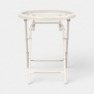 Steel Round Metal Mesh Accent Patio End Table Ivory - Room Essentials (LOCAL PICKUP ONLY)