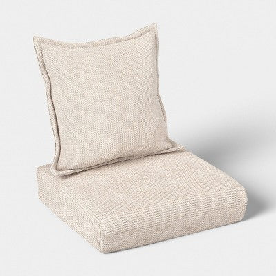 2pc Natural Weave Deep Seat Outdoor Cushion Set Ivory - Threshold (LOCAL PICKUP ONLY)