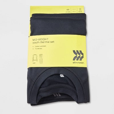 Boys' 2pk Thermal Underwear Set - All In Motion Black L