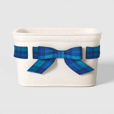 Plaid Bow Basket Blue - Threshold