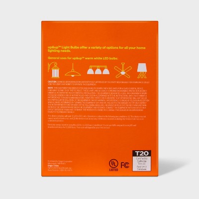 4pk 60W Plastic T20 Lightbulb Warm White - up&up