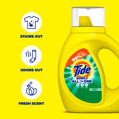 Tide Daybreak Fresh Simply Liquid Laundry Detergent 64 Loads - 84oz: Paraben-Free, Bleach-Free, Phosphate-Free, Spill-Resistant Lid
